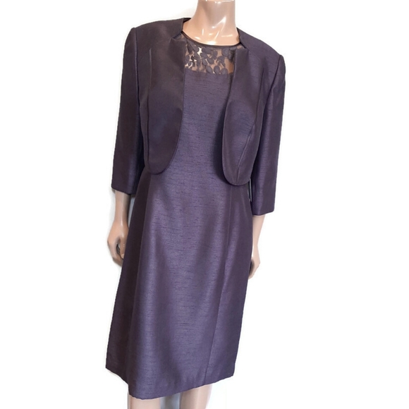JACQUES VERT 2-Piece Set Sheath Dress & Bolero Jacket Formal Wedding MOB Lace
